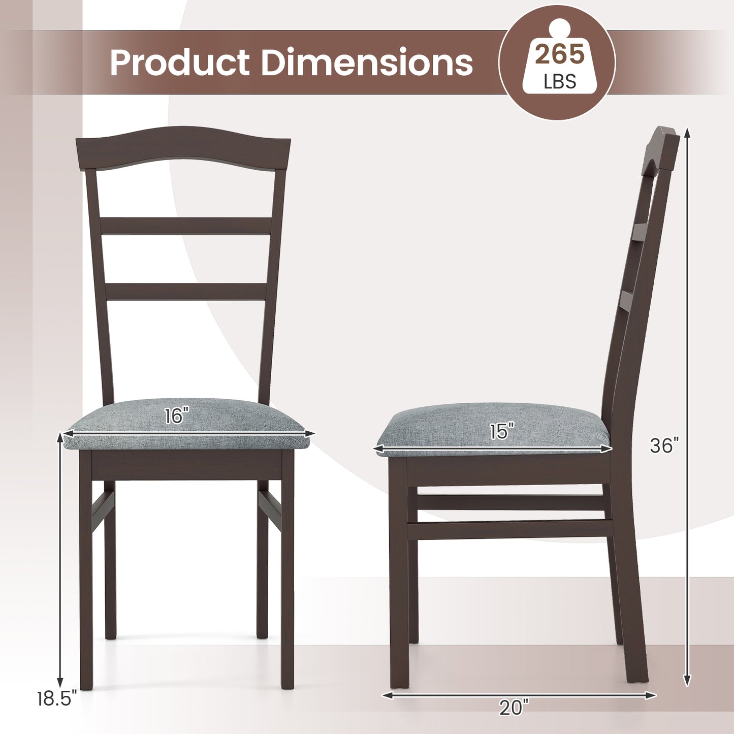 Upholstered Dining Chairs Set of 2 with Curved Backrest