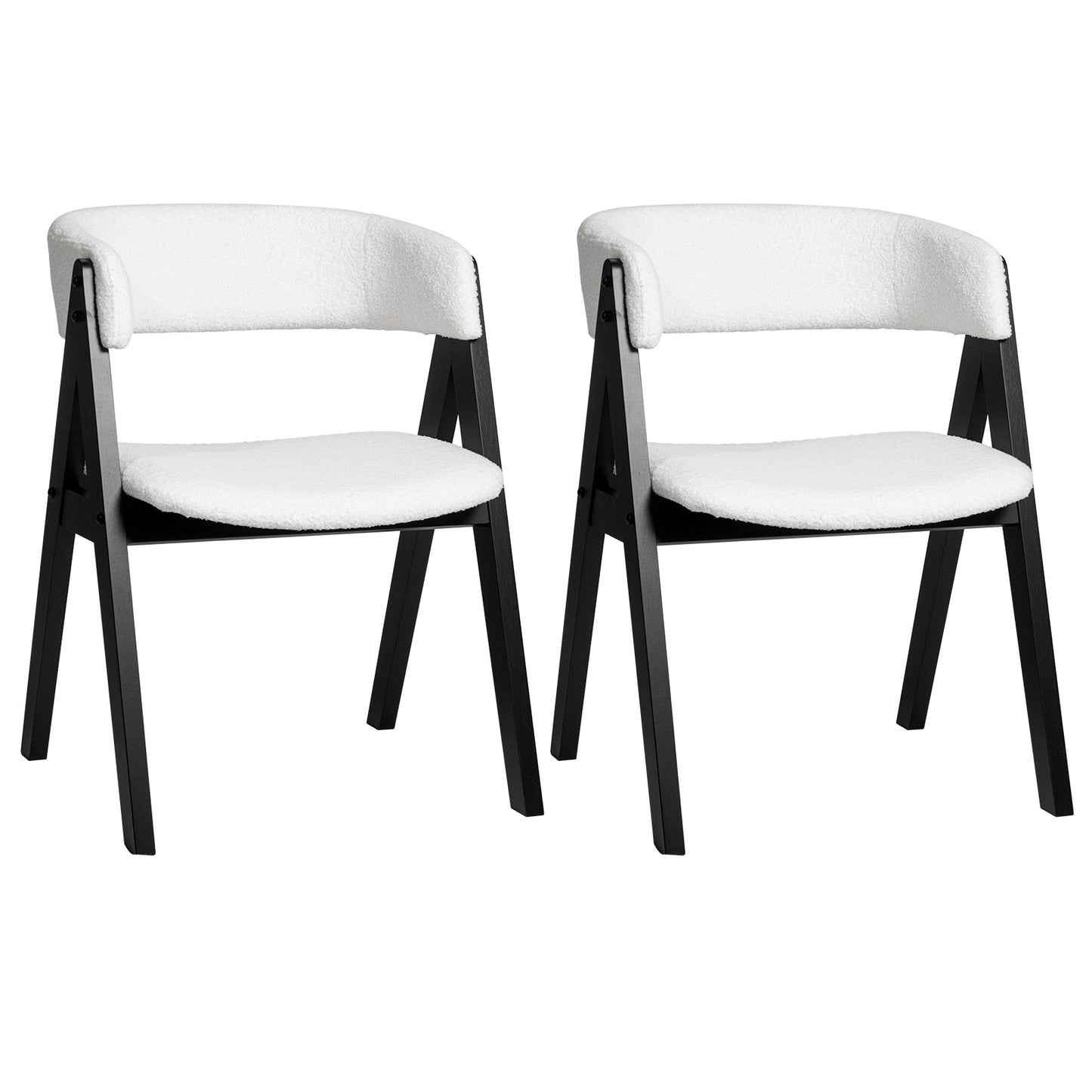 Mid-Century Sherpa Upholstered Dining Chairs Set of 2