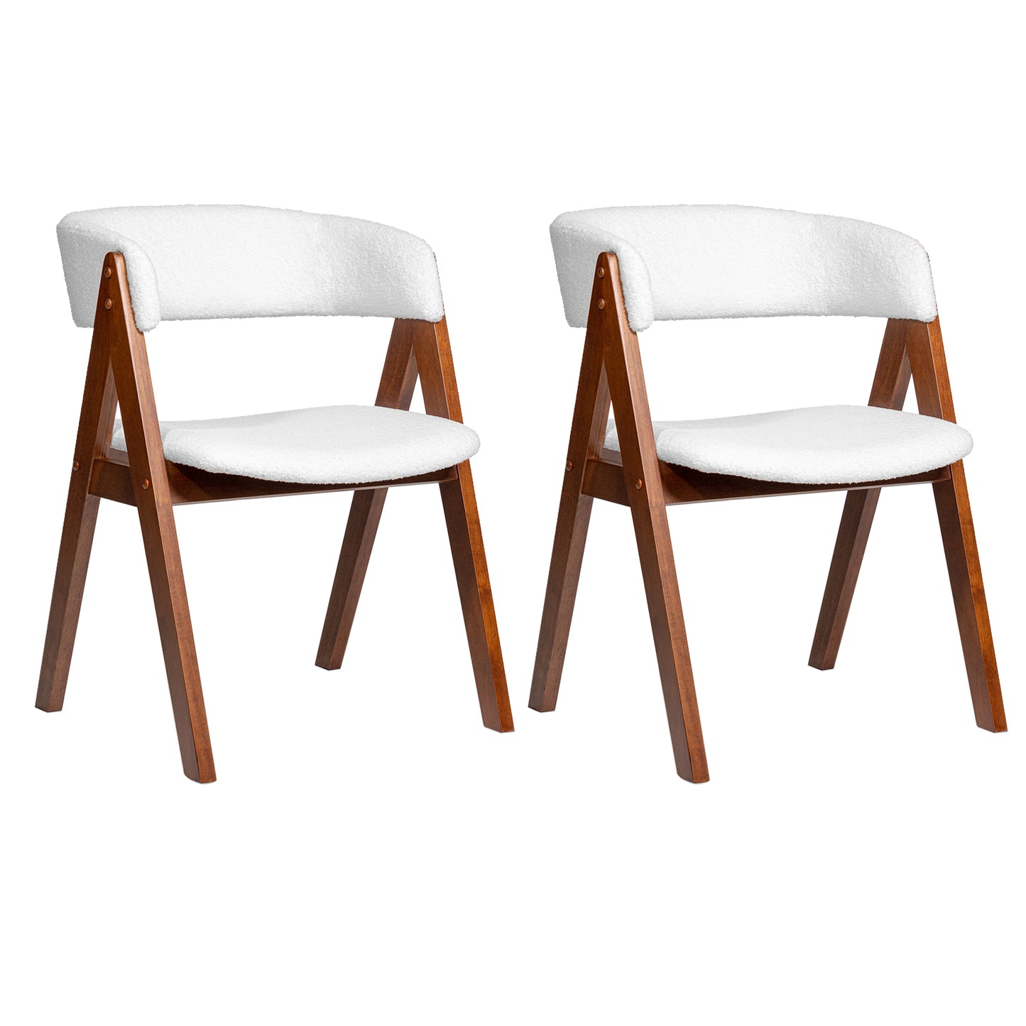 Mid-Century Sherpa Upholstered Dining Chairs Set of 2