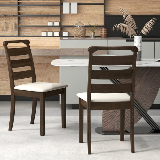 Upholstered Dining Chairs Set of 2 - Walnut Wood Frame