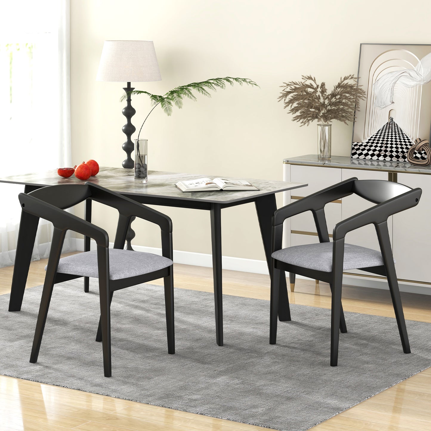 Dining Chairs Set of 2 with Padded Cushion and Armrests