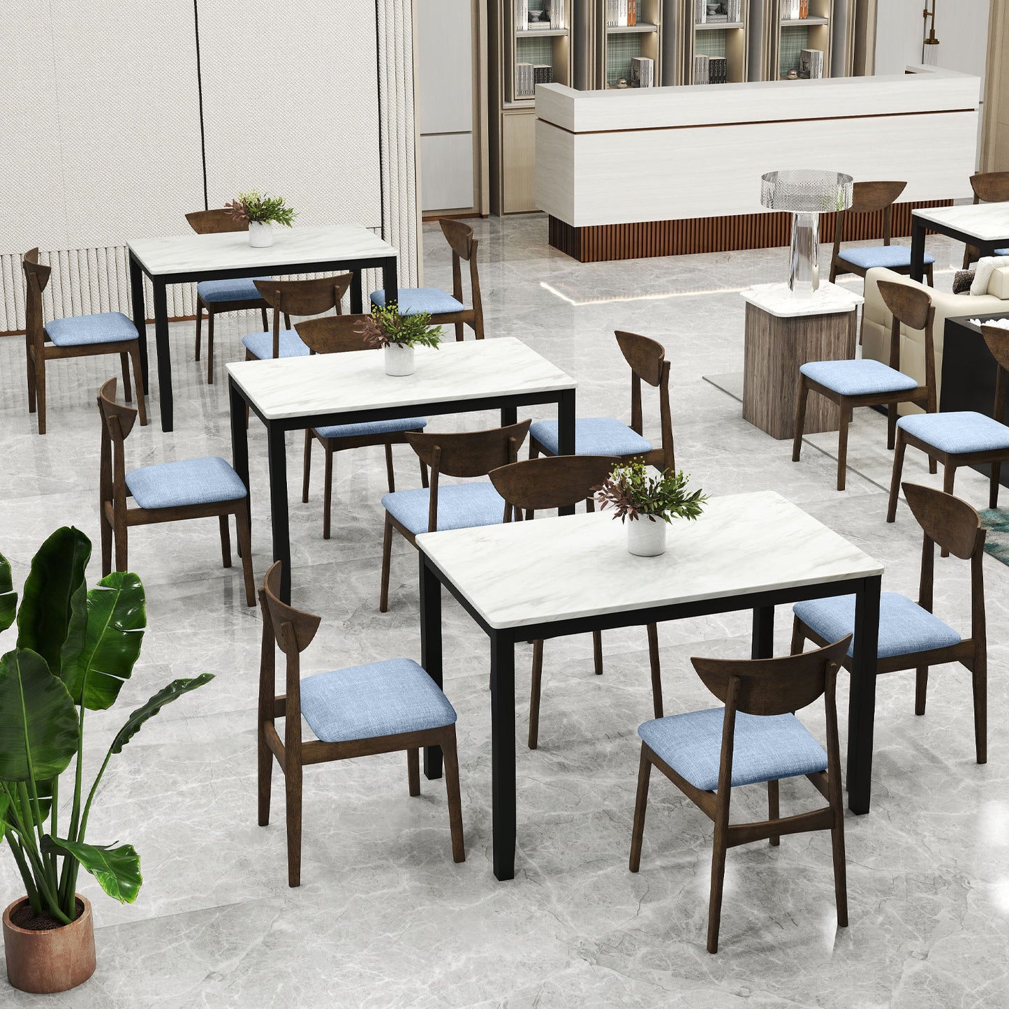 Dining Chairs Set of 2 with Rubber Wood Legs and Cushioned Seats