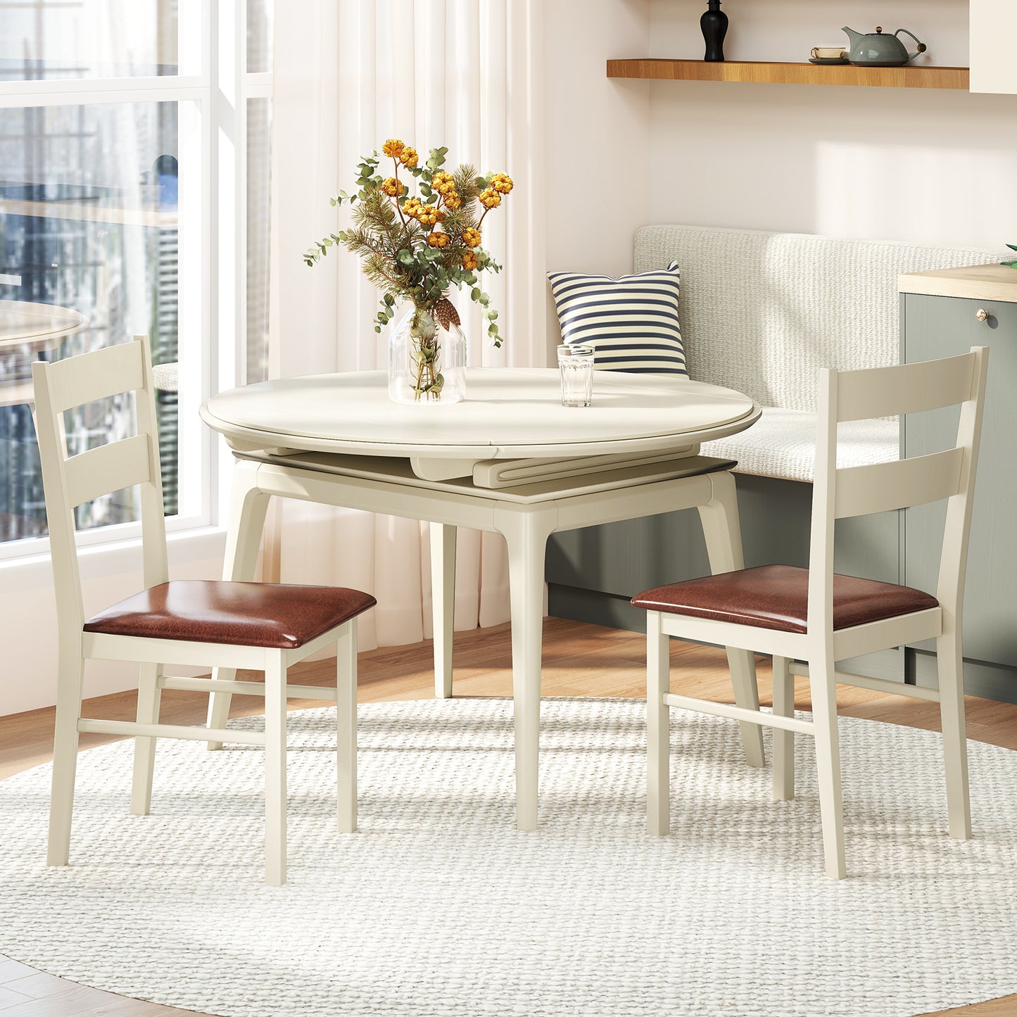 Dining Chairs Set of 2 with PU Leather Upholstery