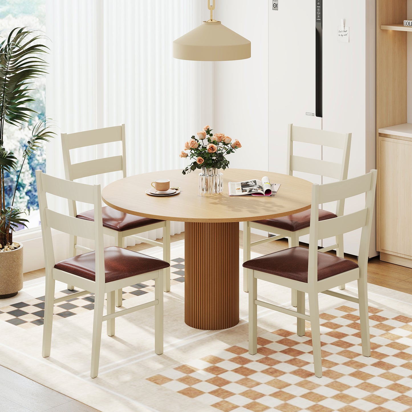 Dining Chairs Set of 2 with PU Leather Upholstery