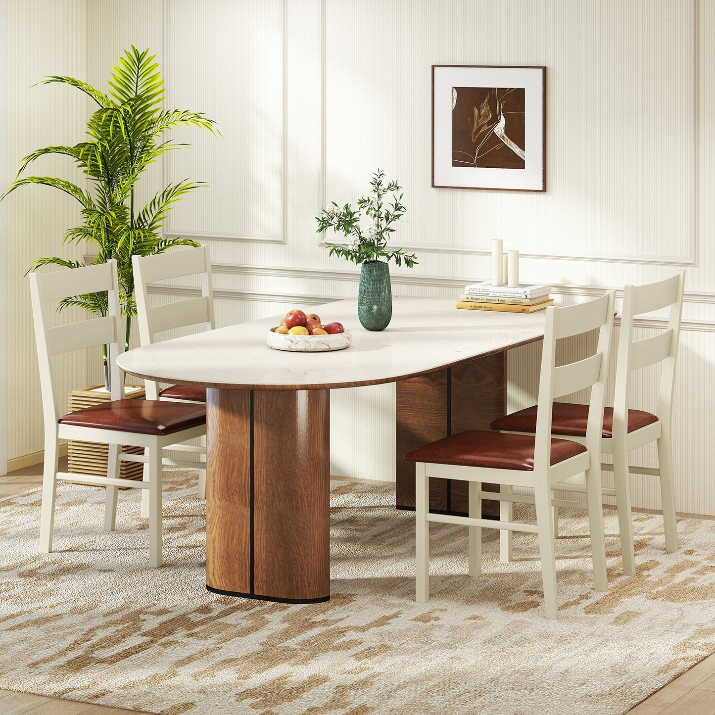 Dining Chairs Set of 2 with PU Leather Upholstery