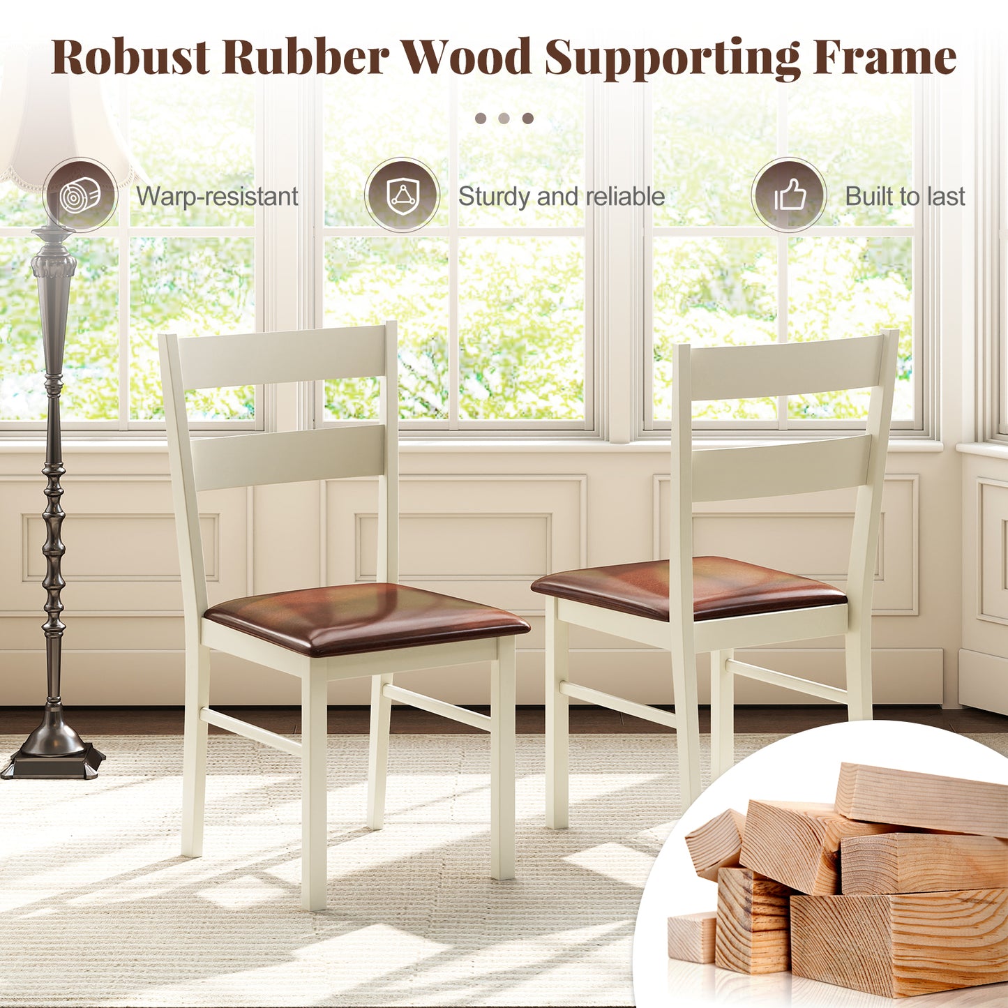 Dining Chairs Set of 2 with PU Leather Upholstery