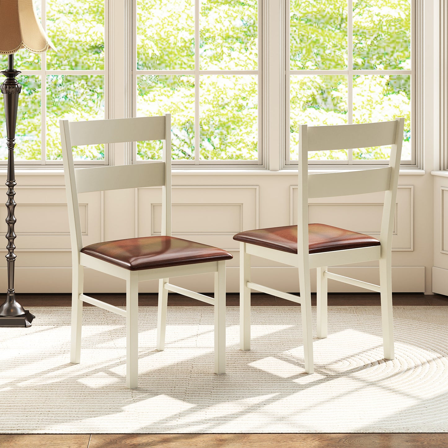 Dining Chairs Set of 2 with PU Leather Upholstery