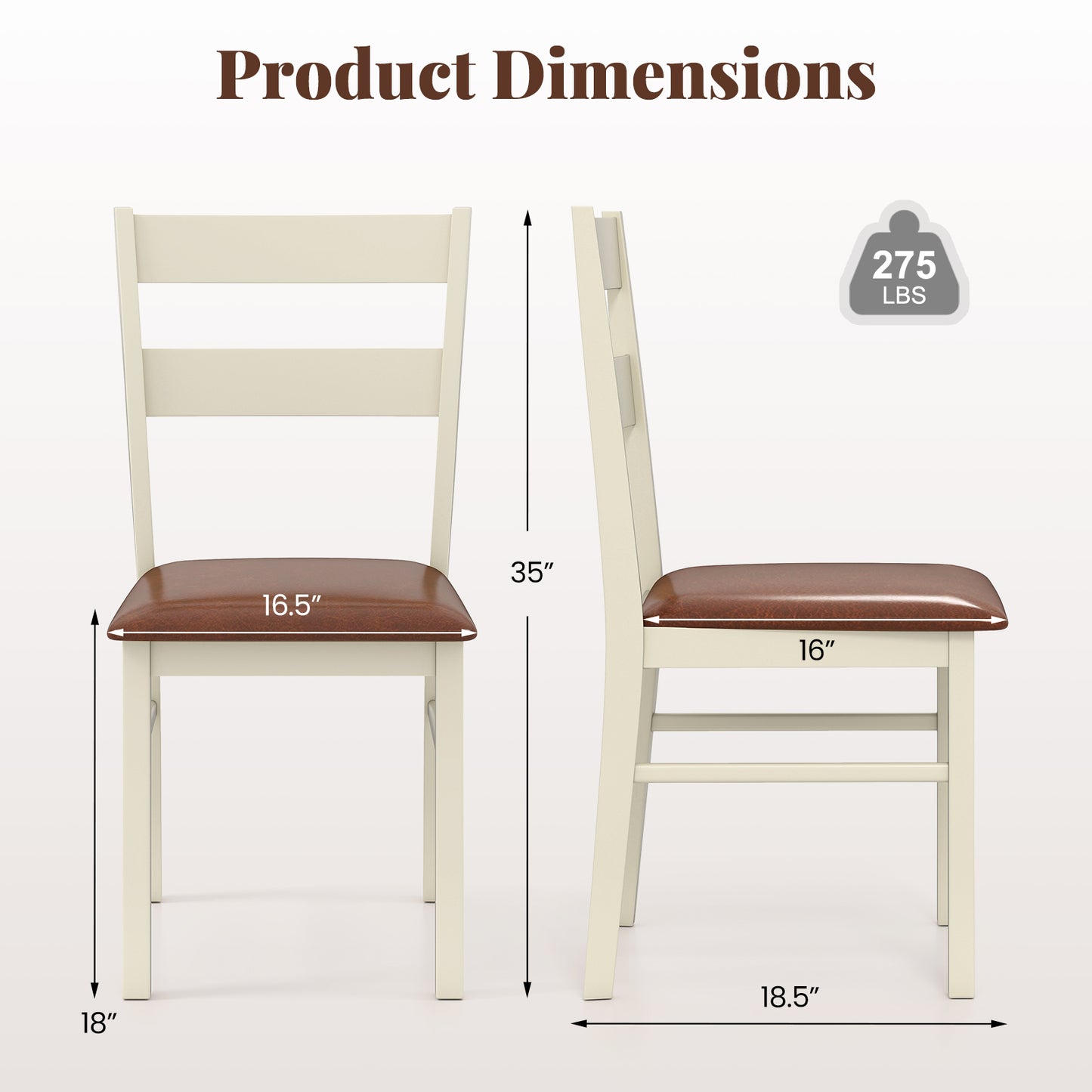 Dining Chairs Set of 2 with PU Leather Upholstery