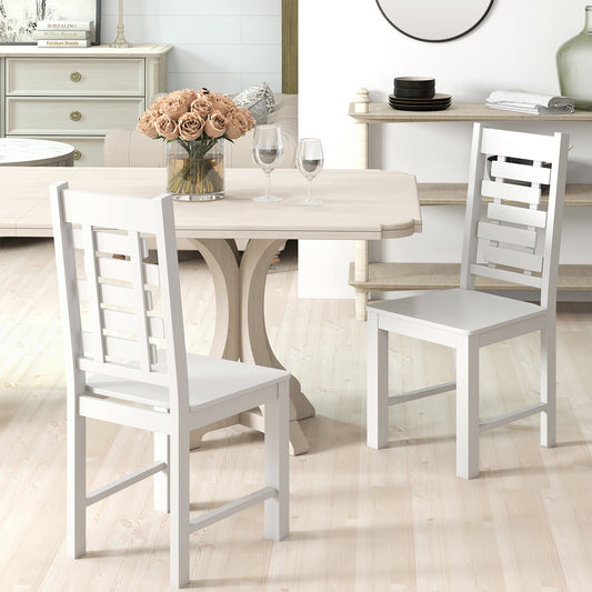 Rubber Wood Dining Chairs Set of 2 - Mid-Century Modern