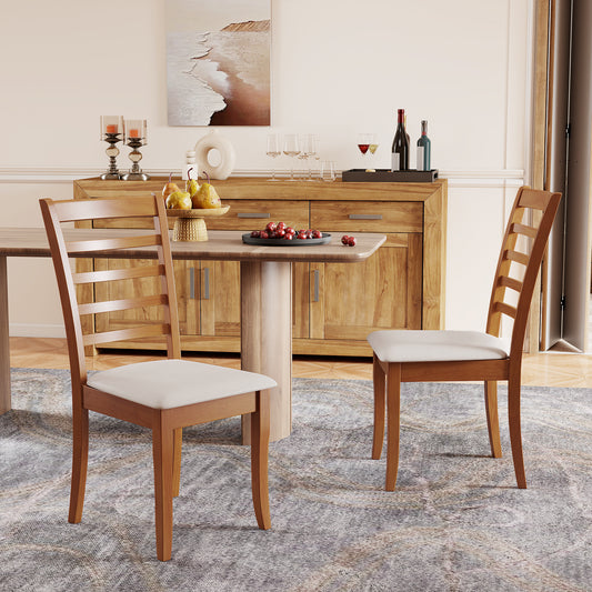 Upholstered Dining Chairs Set of 2 with Slatted Back