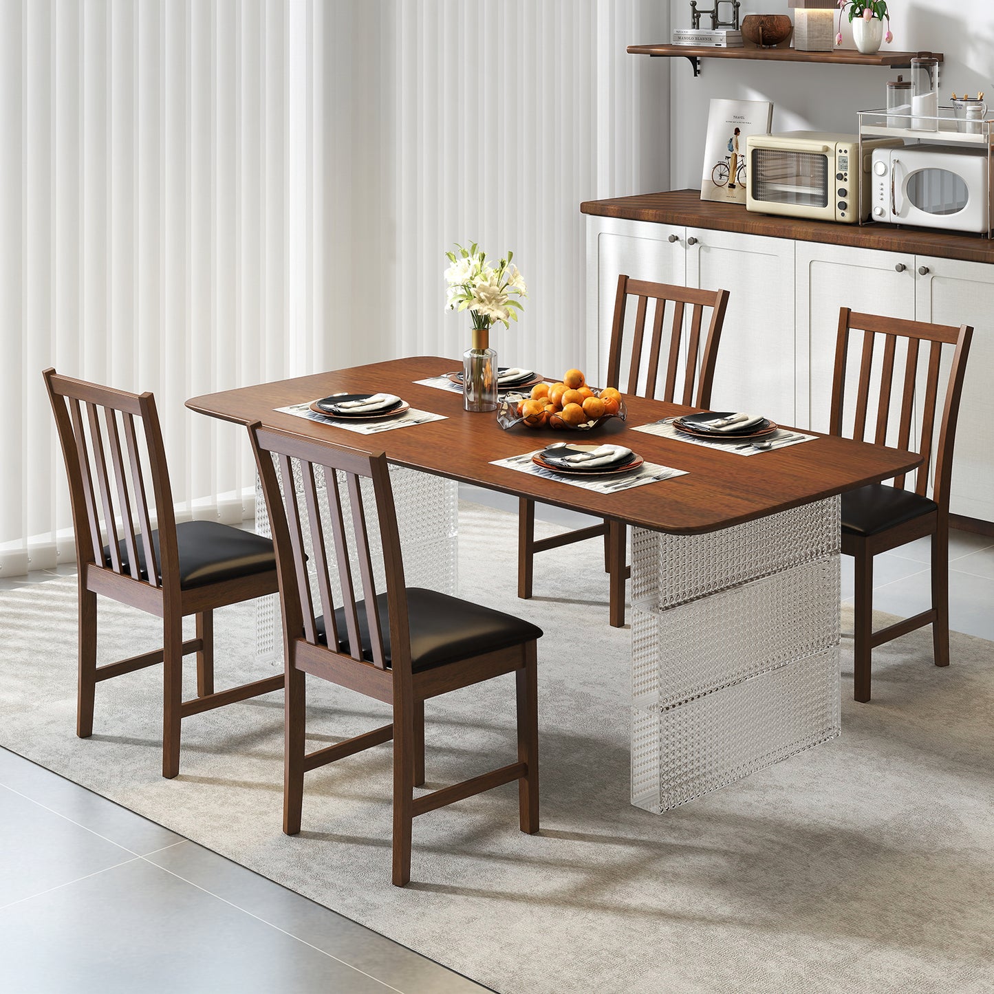 Dining Chairs Set of 2 with Padded Seats and Curved Backs