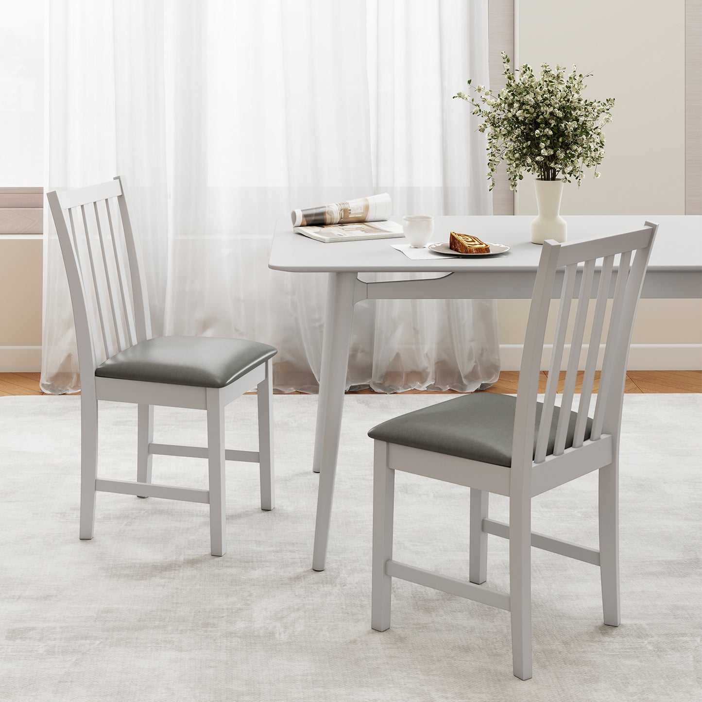 Dining Chairs Set of 2 with Padded Seats and Curved Backs
