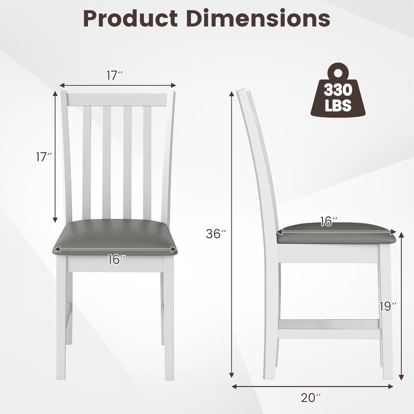 Dining Chairs Set of 2 with Padded Seats and Curved Backs