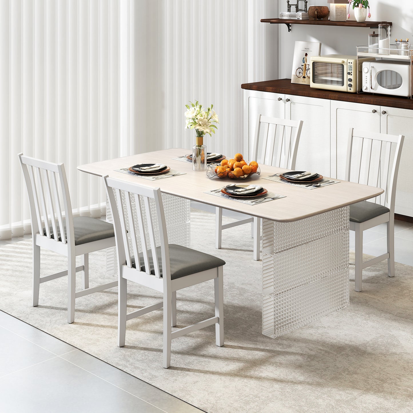 Dining Chairs Set of 2 with Padded Seats and Curved Backs