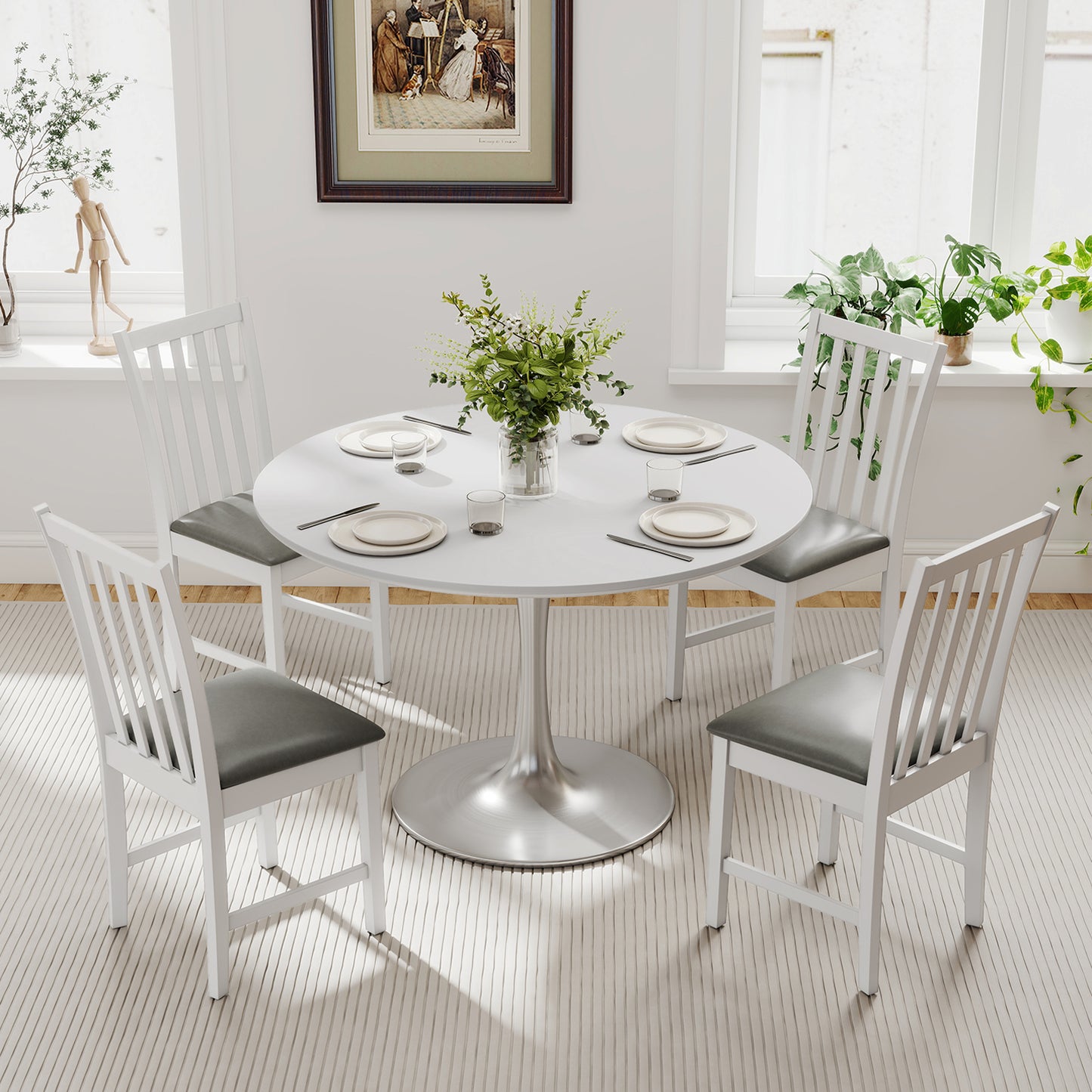 Dining Chairs Set of 2 with Padded Seats and Curved Backs