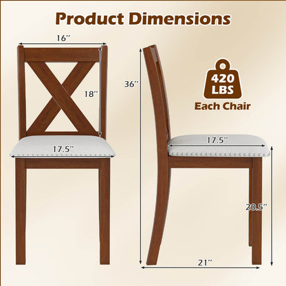 Dining Chairs Set of 2 with Padded Seat and Curved Back