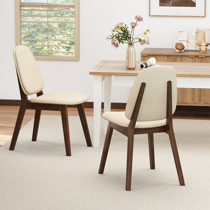 Mid-Century Dining Chairs Set of 2 with Upholstered Seats