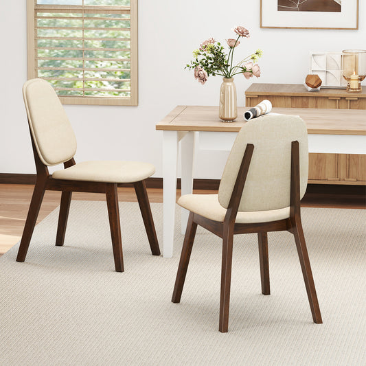 Mid-Century Dining Chairs Set of 2 with Upholstered Seats