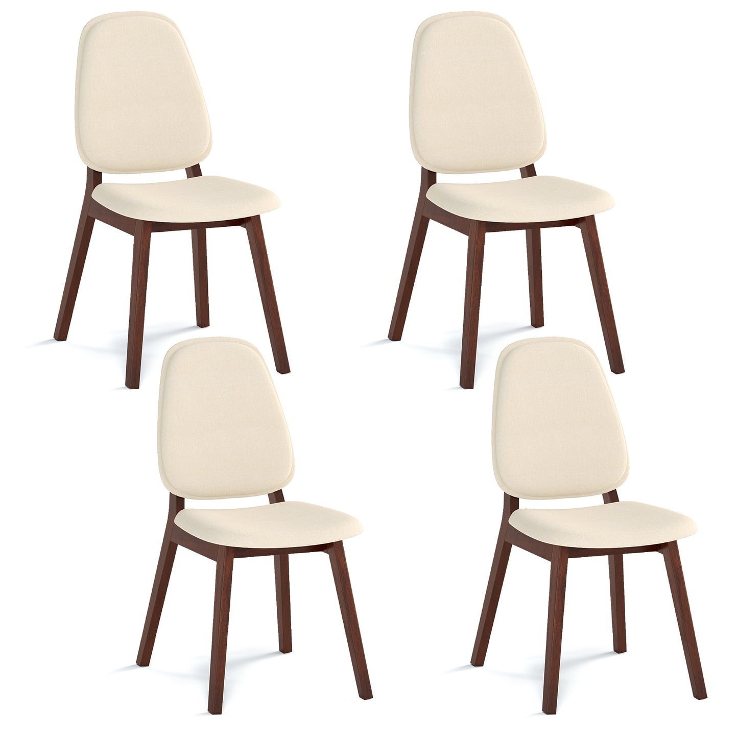 Mid-Century Dining Chairs Set of 4 with Upholstered Seats