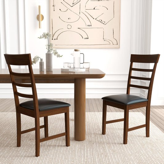Rubber Wood Dining Chairs Set of 2 with Padded Seats