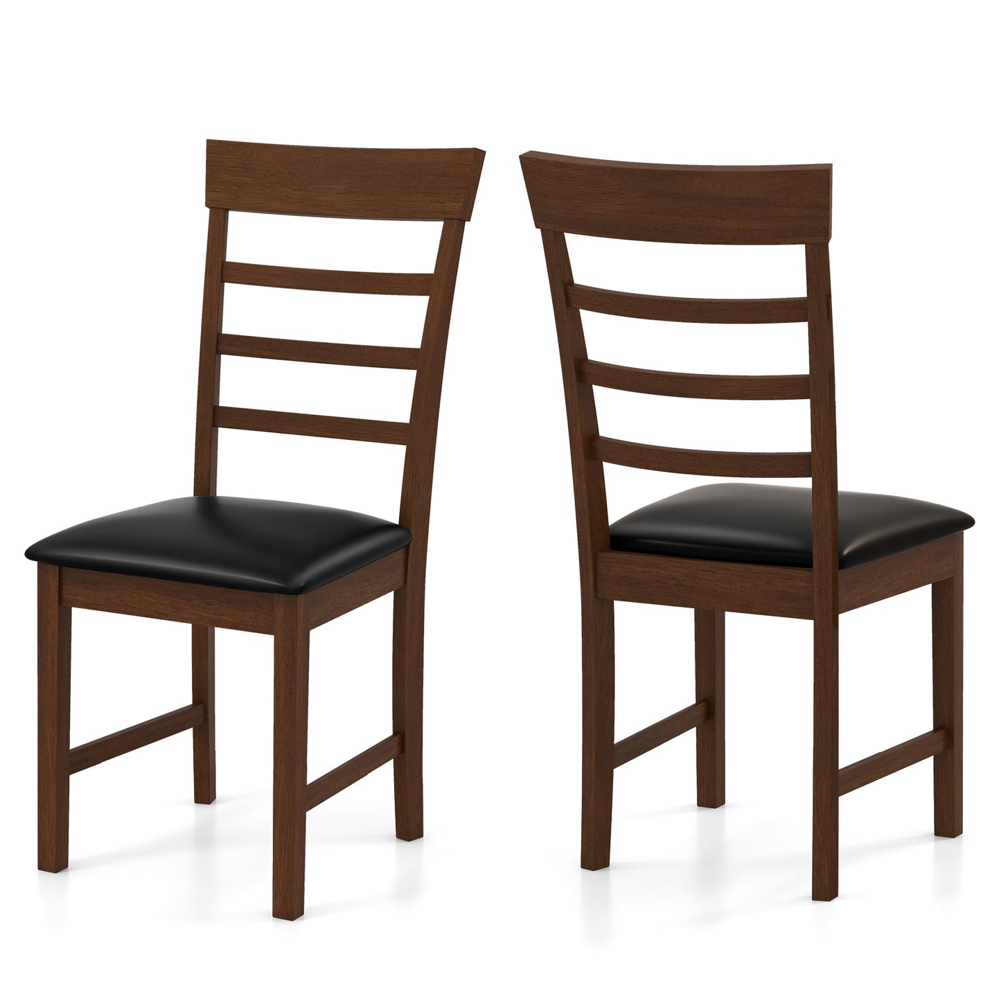 Rubber Wood Dining Chairs Set of 2 with Padded Seats