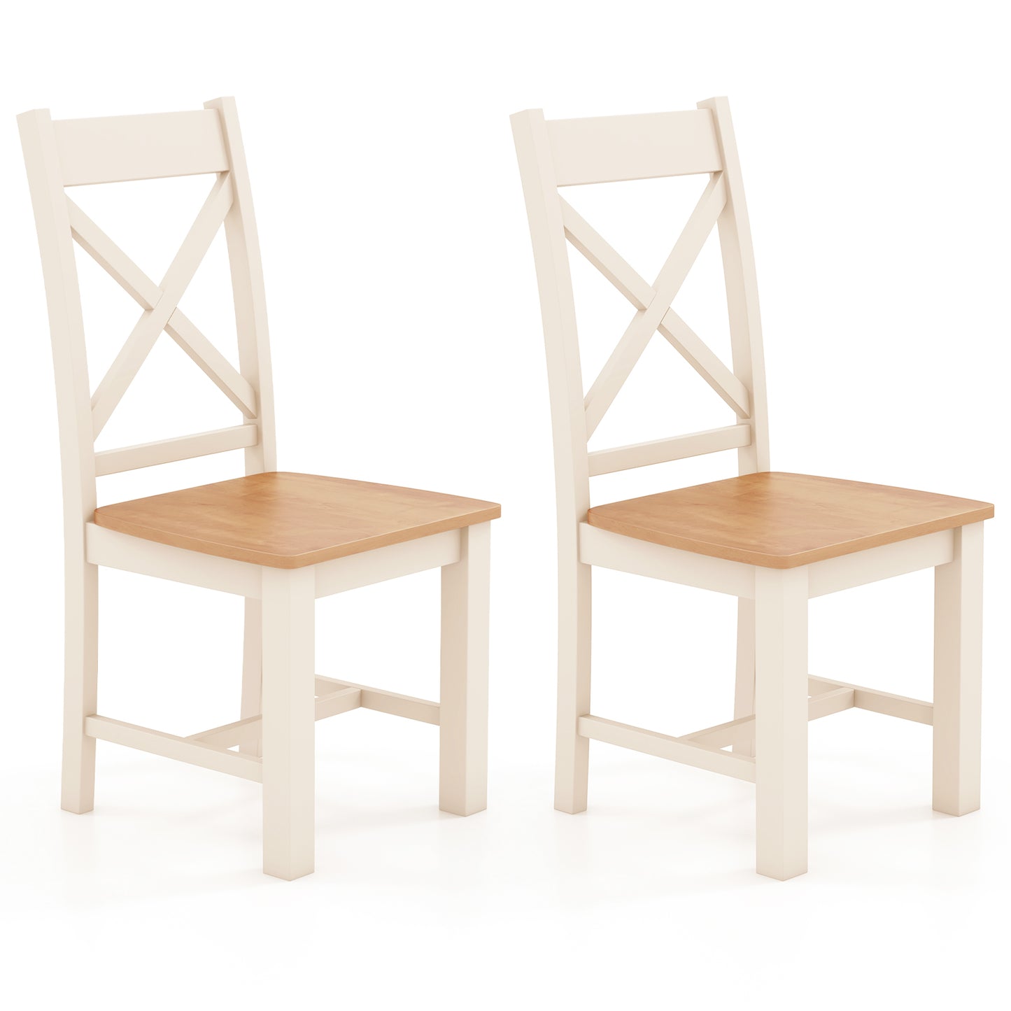 Wooden Dining Chairs Set of 2 with High Back and Rubber Wood Frame