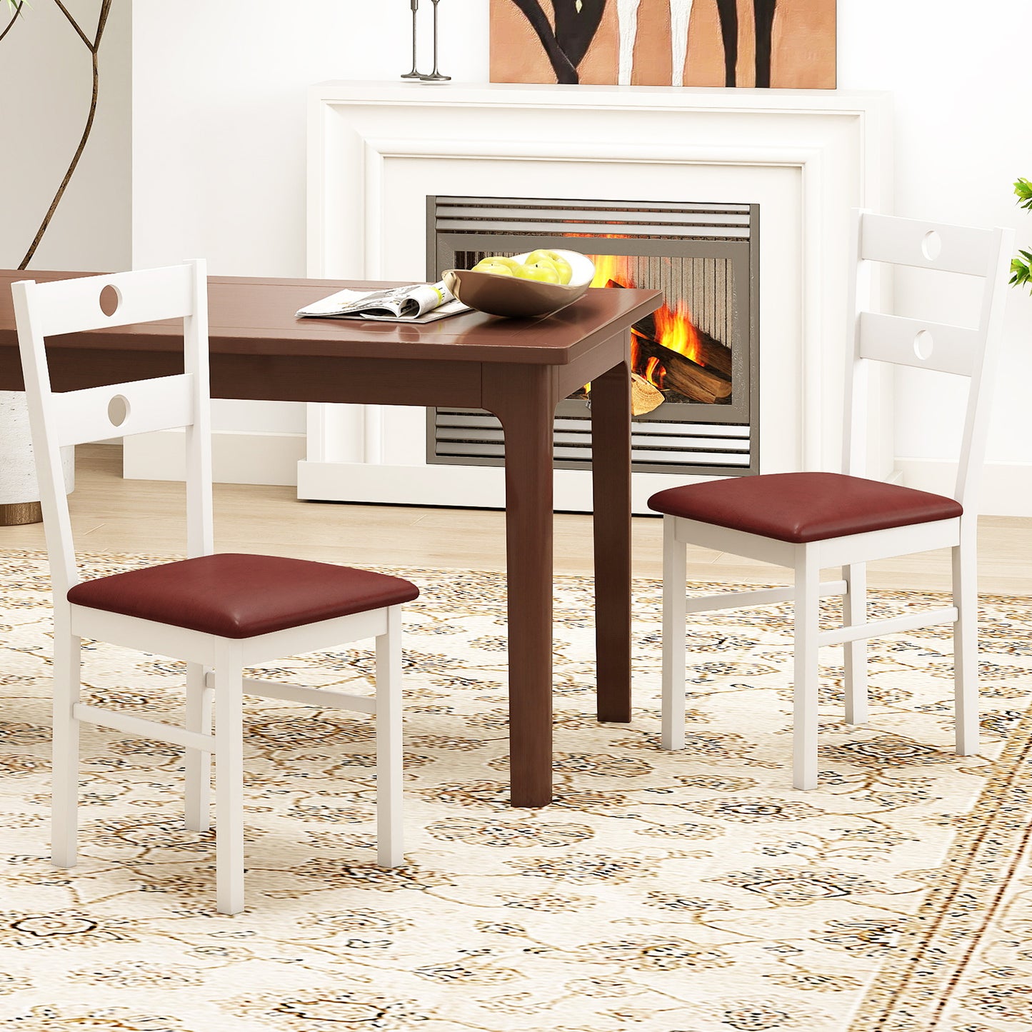 Dining Chairs Set of 2 with Hollowed Backrest
