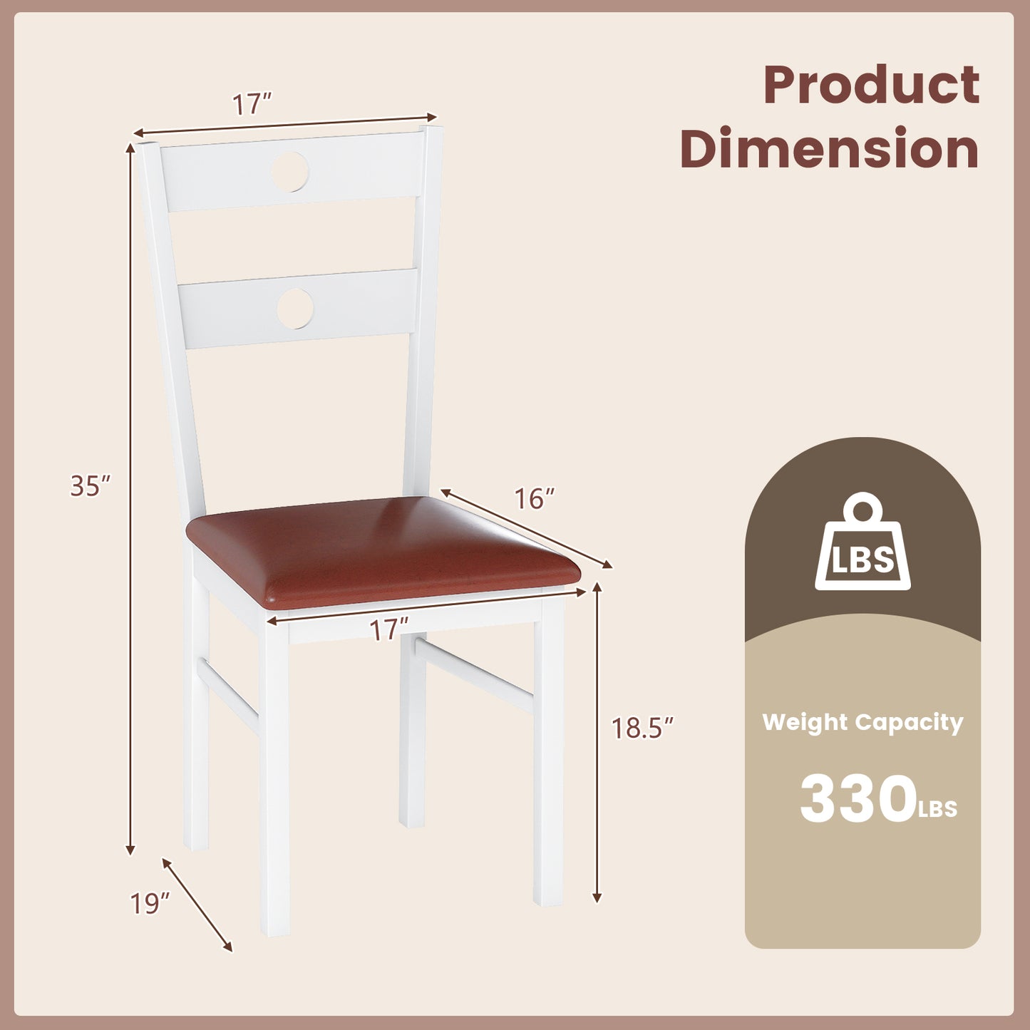 Dining Chairs Set of 2 with Hollowed Backrest
