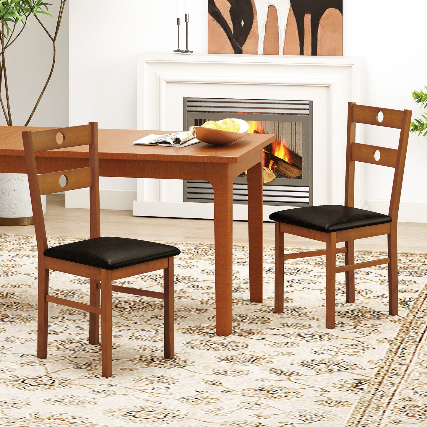 Dining Chairs Set of 2 with Hollowed Backrest