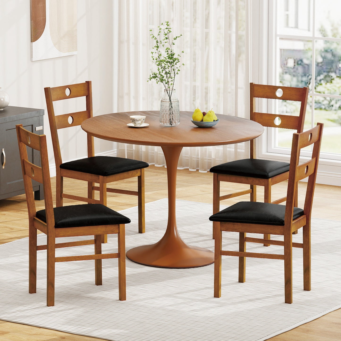 Dining Chairs Set of 2 with Hollowed Backrest