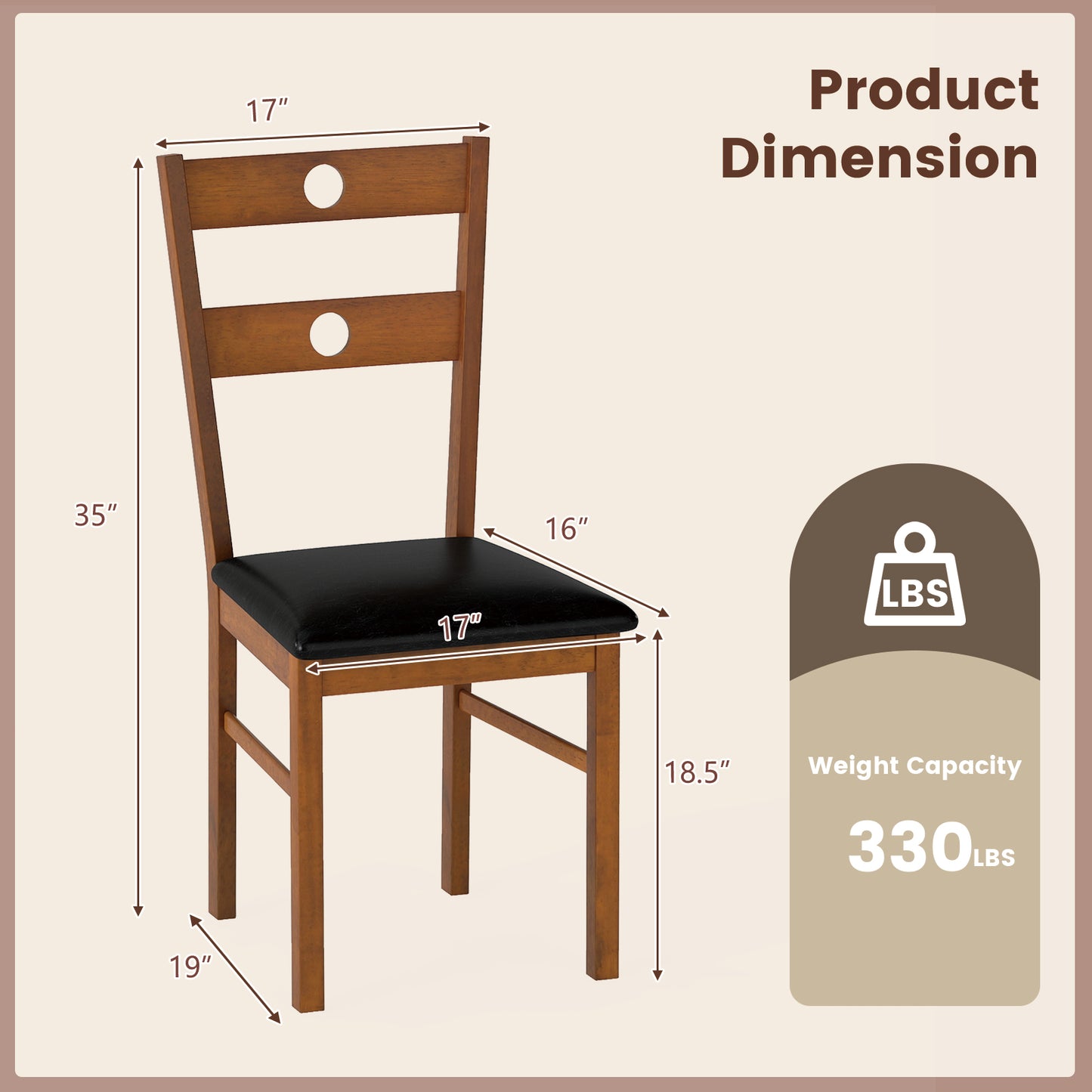 Dining Chairs Set of 2 with Hollowed Backrest