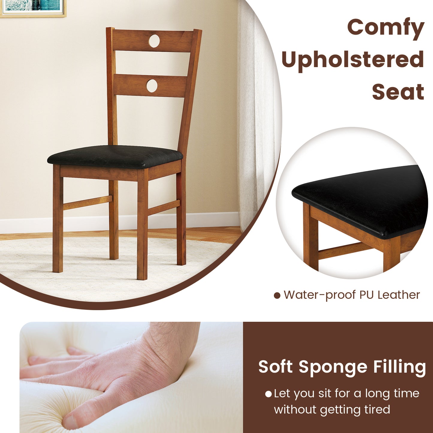 Dining Chairs Set of 2 with Hollowed Backrest