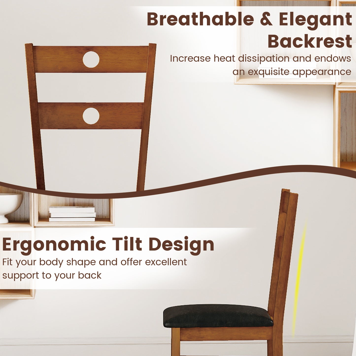 Dining Chairs Set of 4 with Hollowed Backrest