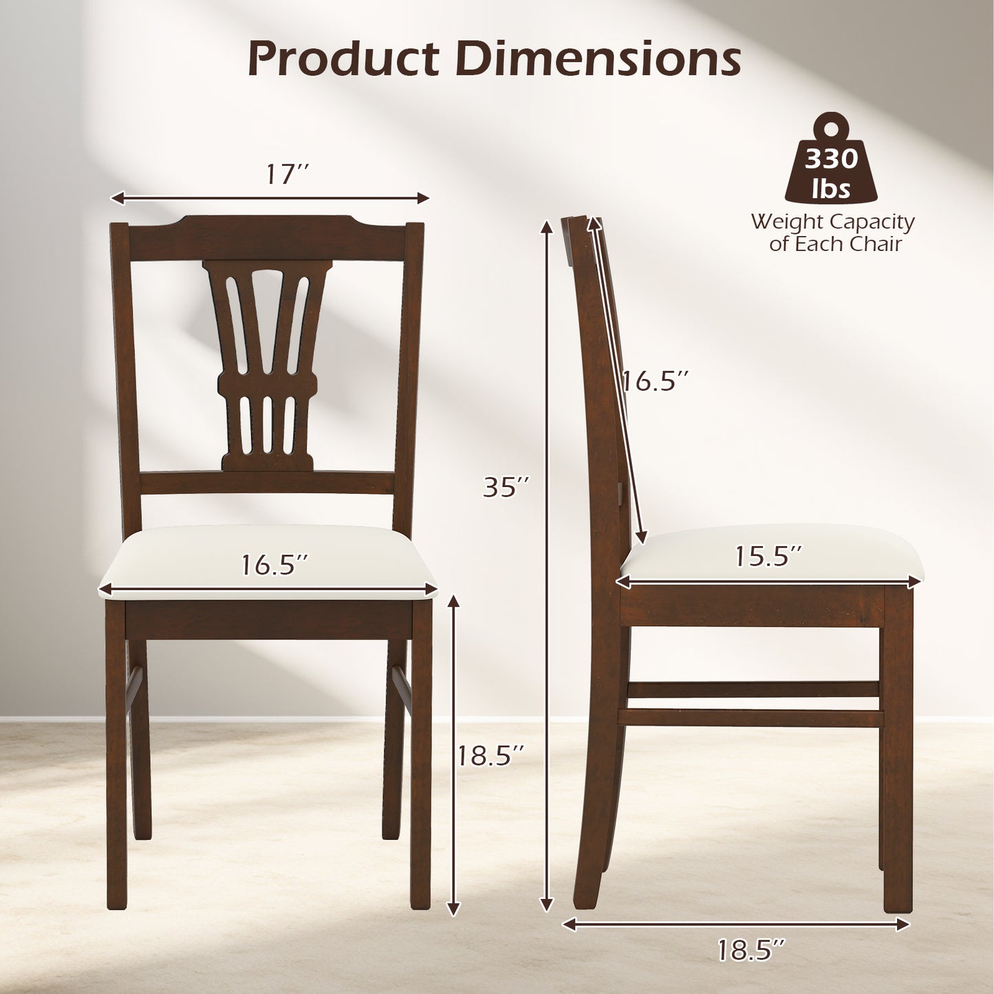 Upholstered Dining Chairs Set of 2 with Rubber Wood Frame
