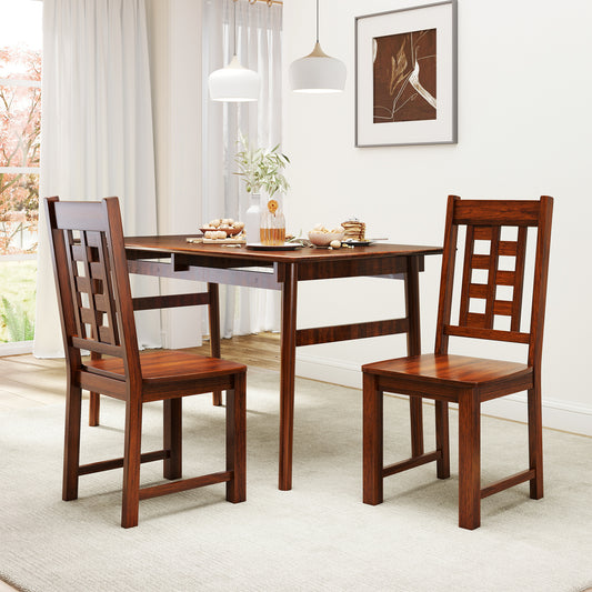 Solid Rubber Wood Dining Chairs Set of 2 - Walnut