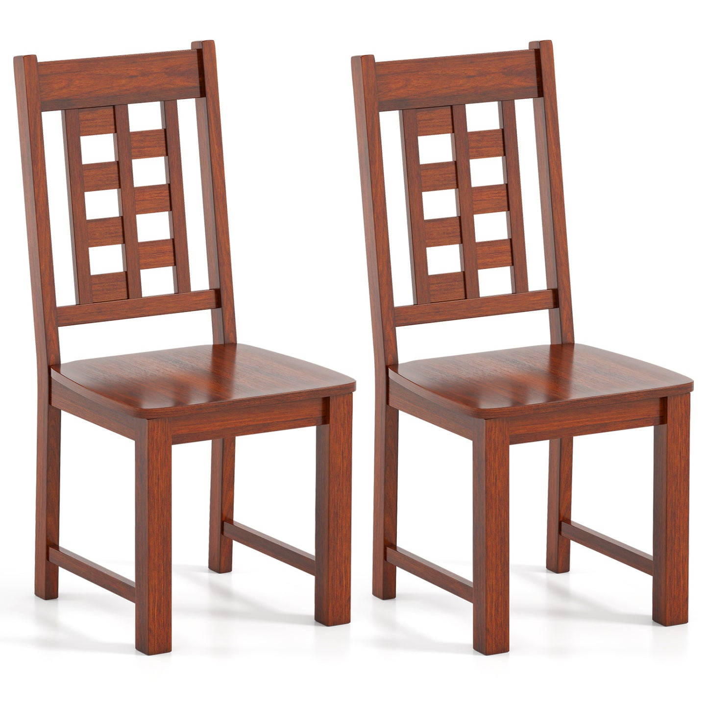 Solid Rubber Wood Dining Chairs Set of 2 - Walnut