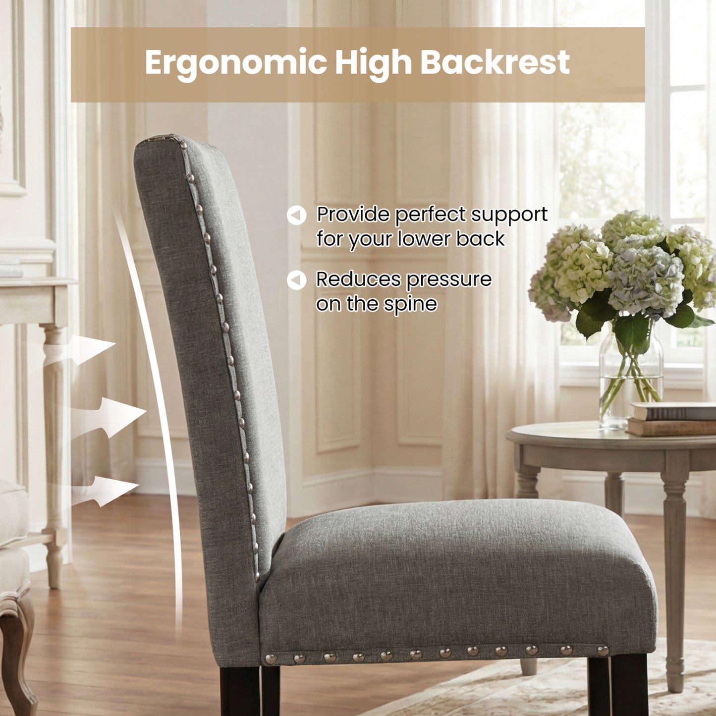 Dining Chairs Set of 4 with Curved Back and Cushioned Seat