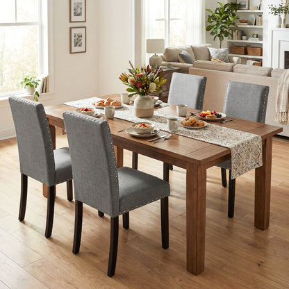 Dining Chairs Set of 4 with Curved Back and Cushioned Seat