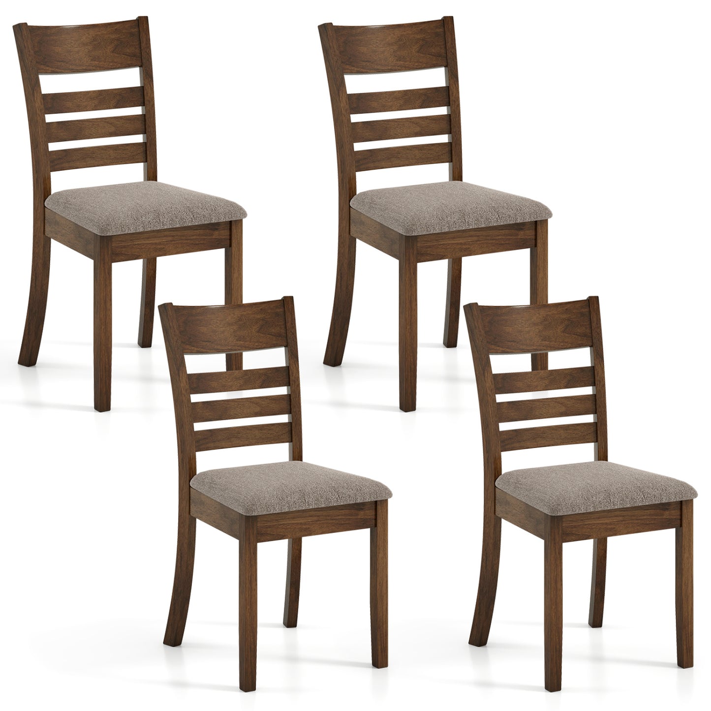 Upholstered Dining Chairs Set of 4 with Rubber Wood Frame