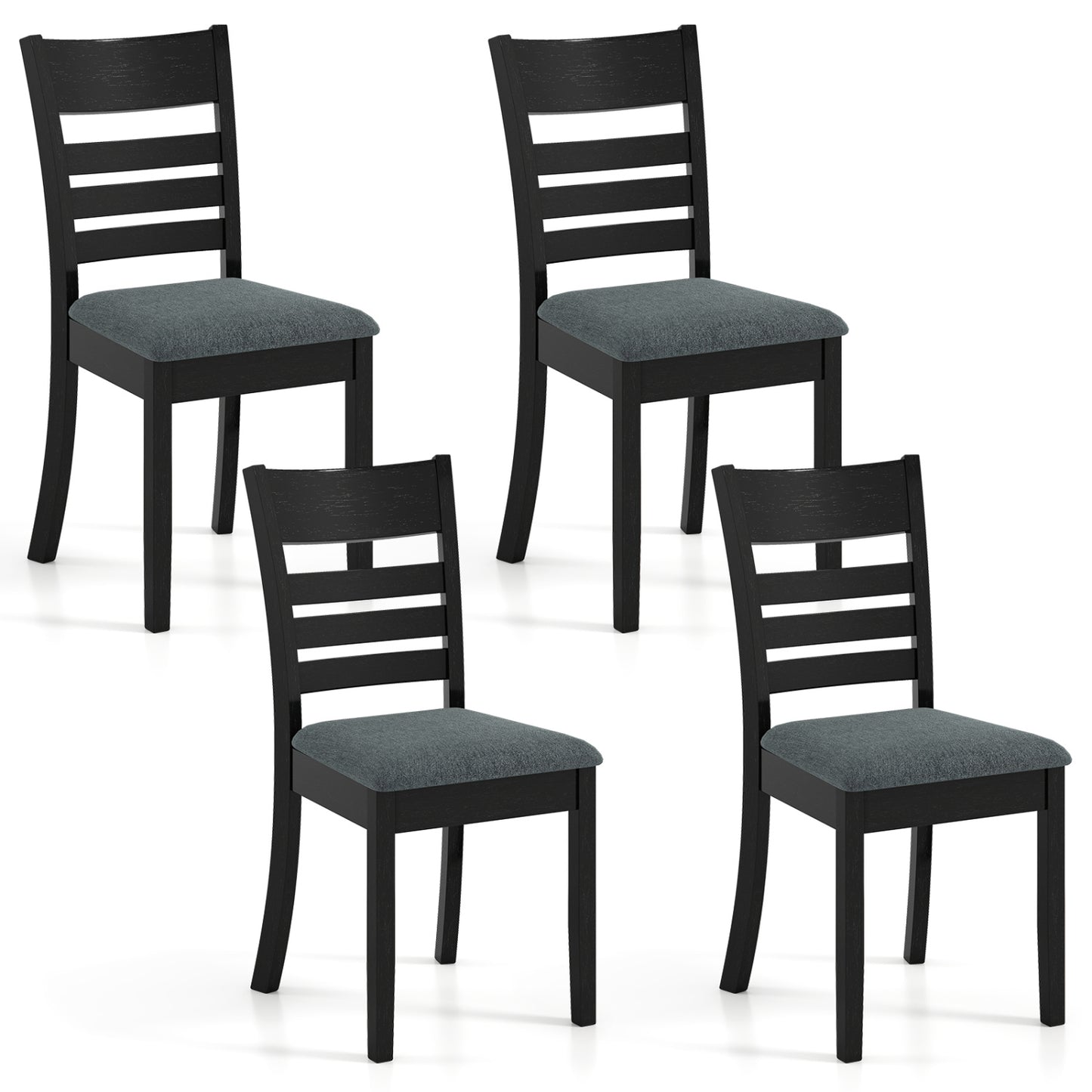 Upholstered Dining Chairs Set of 4 with Rubber Wood Frame