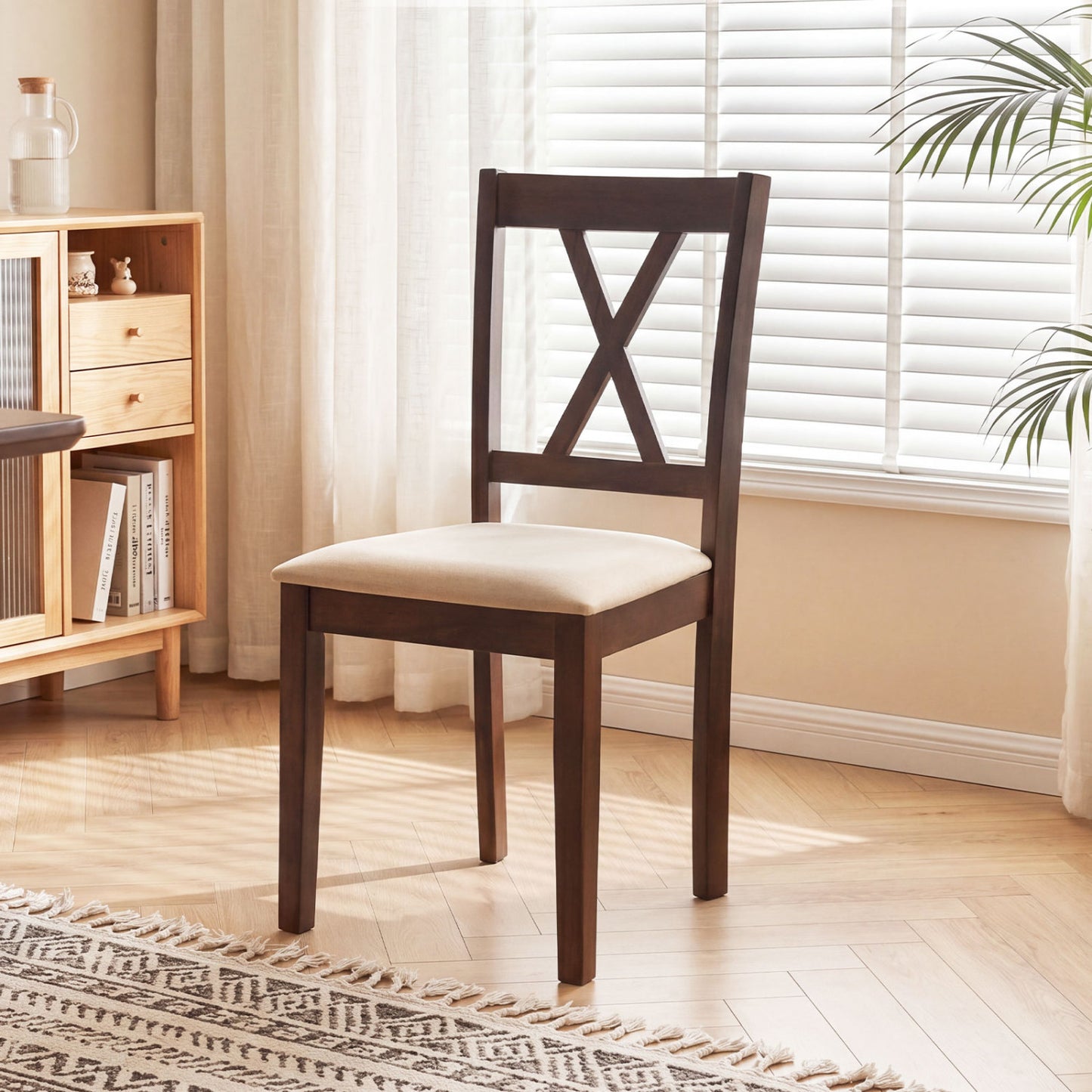 Upholstered Dining Chairs Set of 4 with Curved Backrest