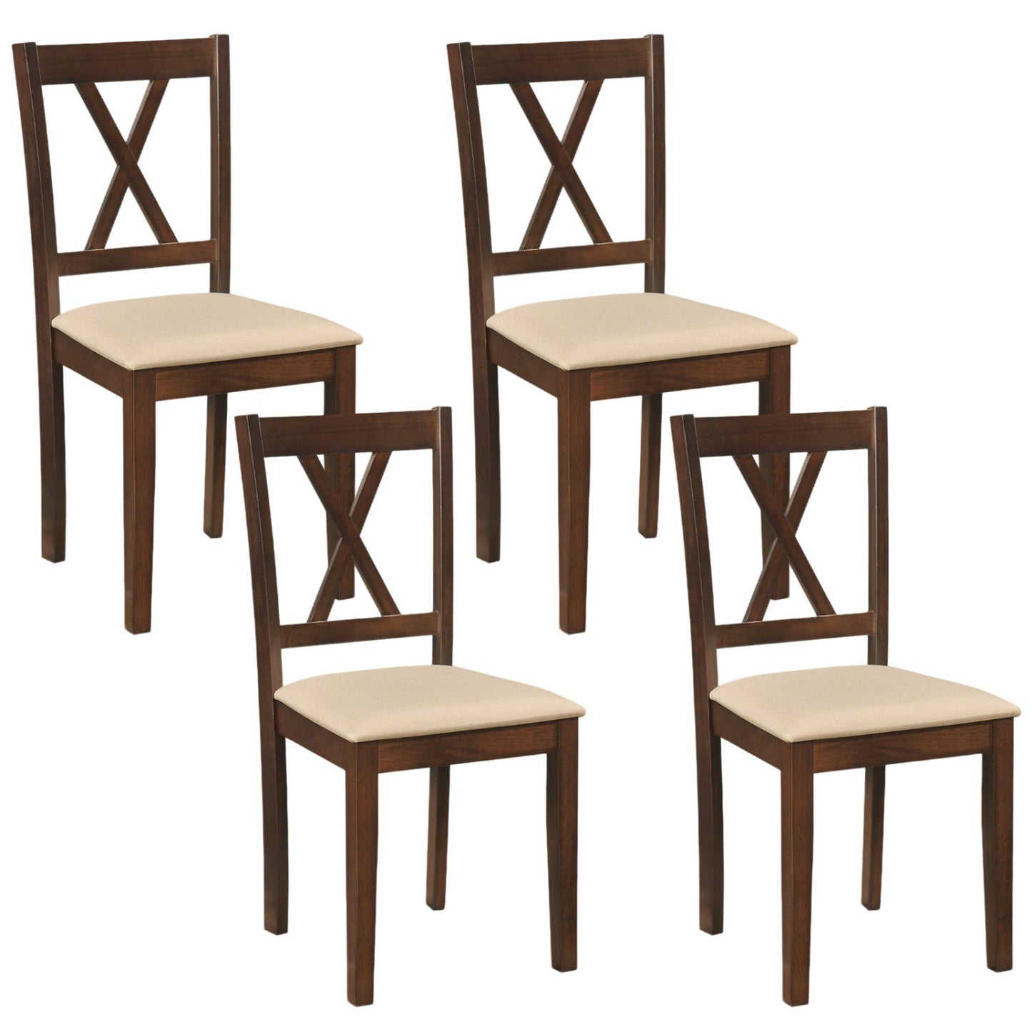 Upholstered Dining Chairs Set of 4 with Curved Backrest