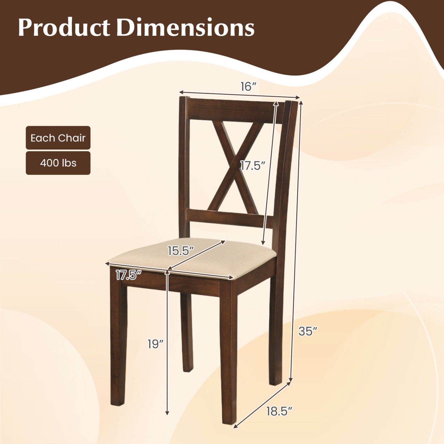 Upholstered Dining Chairs Set of 4 with Curved Backrest