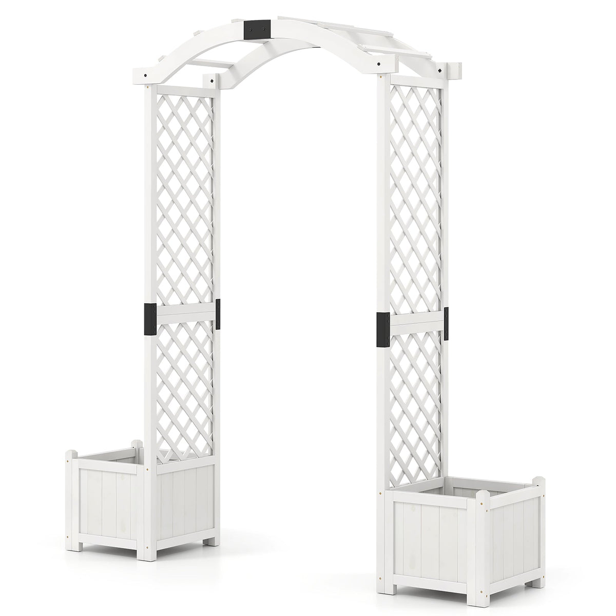 Wooden Garden Arbor with Planter and Trellis for Climbing Plants Decorations