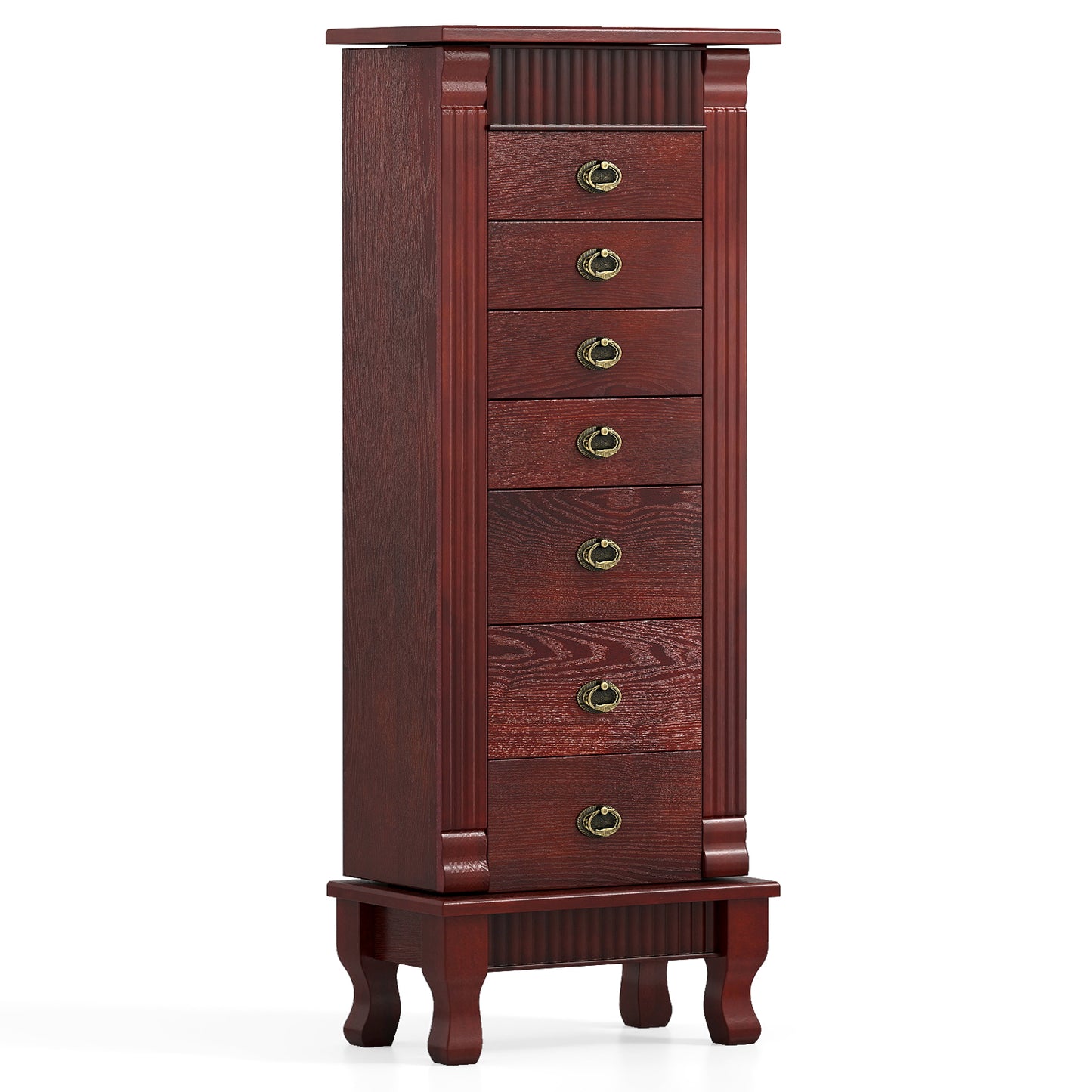 Jewelry Armoire Cabinet with Mirror and 7 Drawers