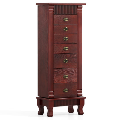 Jewelry Armoire Cabinet with Mirror and 7 Drawers