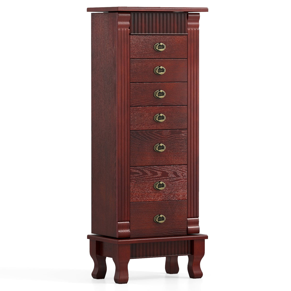 Wooden Jewelry Armoire Cabinet Storage Chest with Drawers and Swing Doors