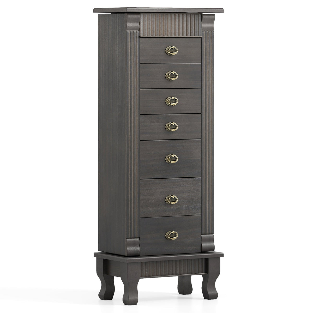 Wooden Jewelry Armoire Cabinet Storage Chest with Drawers and Swing Doors