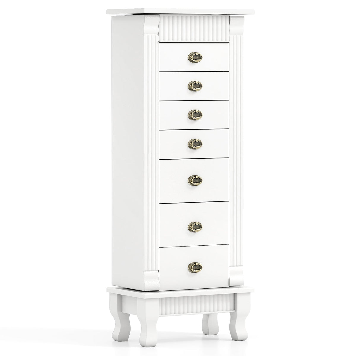 Wooden Jewelry Armoire Cabinet Storage Chest with Drawers and Swing Doors