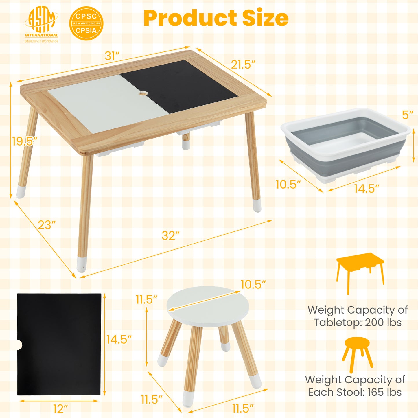 Kids Activity Table Set with Double-Sided Boards and 2 Stools